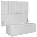 Ver imagem 1 de Kit Cabeceira Cama Box Casal King 195cm com Calçadeira Baú Dália W01 Facto Branco - Lyam Lyam Decor