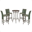 Ver imagem 1 de Mesa Bistrô e 4 Banquetas Roma Marrom Corda Estofado 5 Trama Verde