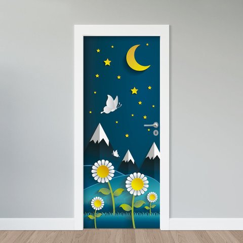 Adesivo de Porta - Noite 3d 2