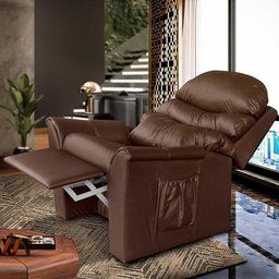 Poltrona De Descanso Reclinável Corino Marrom Hexa Shop JM - 1 Poltrona De Descanso Reclinável Corino Marrom Hexa Shop JM - 1