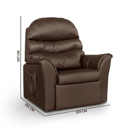 Poltrona De Descanso Reclinável Corino Marrom Hexa Shop JM - 3 Poltrona De Descanso Reclinável Corino Marrom Hexa Shop JM - 3