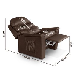 Poltrona De Descanso Reclinável Corino Marrom Hexa Shop JM - 4 Poltrona De Descanso Reclinável Corino Marrom Hexa Shop JM - 4
