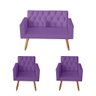 Kit Sofá 2 Lugares e 2 Poltrona Para Sala Bianca Capitonê Suede Roxo - Móveis Mafer - 1