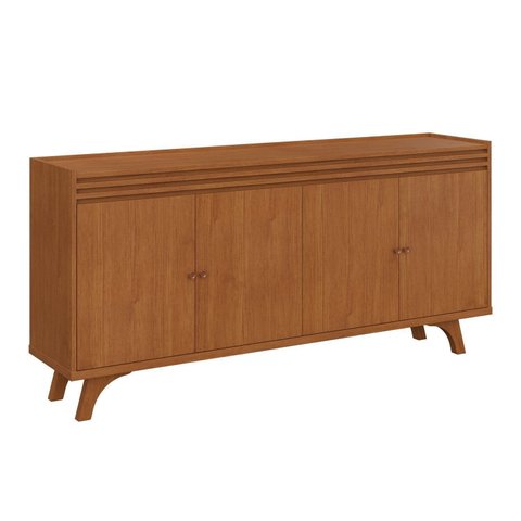 Buffet para Sala de Jantar 100% Mdf 4 Portas 160cm Pés Madeira Maciça Madrid