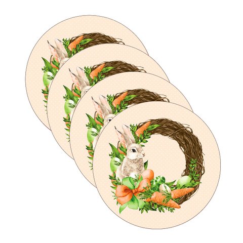 Kit Sousplat Páscoa Cenoura/salmão - 4 Peças - com Base