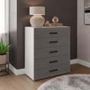 Ver imagem 1 de Cômoda Valência com 5 Gavetas 90x104cm Branco/Cinza 240831