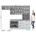 Ver imagem 3 de Cozinha Compacta Modulada 5 Peças 2 Portas de Vidro Emily Espresso Móveis Branco/HP/Calcare