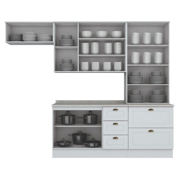 Cozinha Compacta 5 Peças 2 Portas de Vidro Emily Espresso Móveis - 4