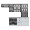 Ver imagem 4 de Cozinha Compacta Modulada 5 Peças 2 Portas de Vidro Emily Espresso Móveis Branco/HP/Calcare