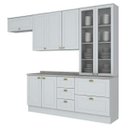 Ver imagem 2 de Cozinha Compacta Modulada 5 Peças 2 Portas de Vidro Emily Espresso Móveis Branco/HP/Calcare