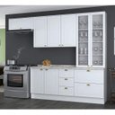 Ver imagem 1 de Cozinha Compacta Modulada 5 Peças 2 Portas de Vidro Emily Espresso Móveis Branco/HP/Calcare