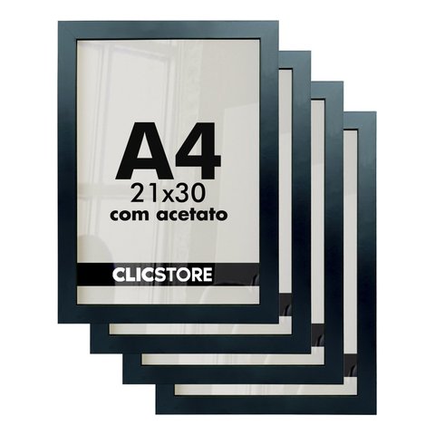 Kit 4 Molduras A4 Foto 21x30 Diplomas Certificados Qualidade Premium Acetato Quadros Decoração Arte 