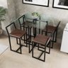 Conjunto Mesa Vidro 4 Cadeiras Pequena Imbuia Industrial Black - 1