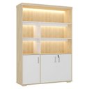 Ver imagem 1 de Estante Escritorio com LED 3 Portas Tampo Tamburato 193x136 cm Carvalho Branco Artany