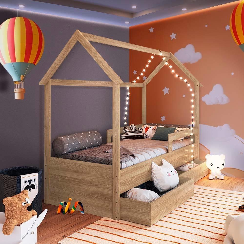 Cama Infantil com Colchão e 2 Gavetas - Carrossel Shop Jm | MadeiraMadeira
