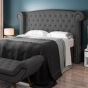 Ver imagem 2 de Cabeceira Cama Box King com Tachas 195 cm Sofia P05 Linho Cinza Escuro - Lyam Decor