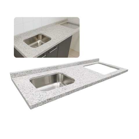 Pia Cozinha 180cm Granito Portinari Espaço p/ Cooktop e Cuba: Portinari