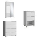 Ver imagem 2 de Quarto Solteiro com Guarda-roupa 2 Portas de Correr, Cômoda e 1 Mesa de Cabeceira Picasso