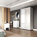 Ver imagem 1 de Quarto Solteiro com Guarda-roupa 2 Portas de Correr, Cômoda e 1 Mesa de Cabeceira Picasso