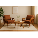 Ver imagem 1 de Kit 2 Poltronas Decorativa Mona Braço de Madeira:linho Terracota