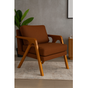 Ver imagem 4 de Kit 2 Poltronas Decorativa Mona Braço de Madeira:linho Terracota