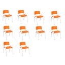 Ver imagem 2 de Kit 10 Cadeira Iso Infantil Creche, Escola Base Branco Laranja