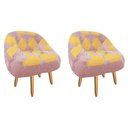 Ver imagem 1 de Kit 02 Poltrona Paloma Escritório Sala Pé Palito Suede Rosa Bebê e Suede Mostarda - DOMINIC DECOR
