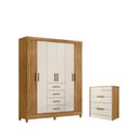 Ver imagem 3 de Conjunto Guarda Roupa e Comoda Caribe Freijo Off White