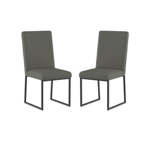 Kit 2 Cadeiras para Mesa de Jantar Base Industrial Preto Balaqui Cinza