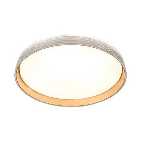Plafon de Sobrepor Redondo Acrilico Dourado 40cm Led 60w 3 Cores Bivolt Paris Luz