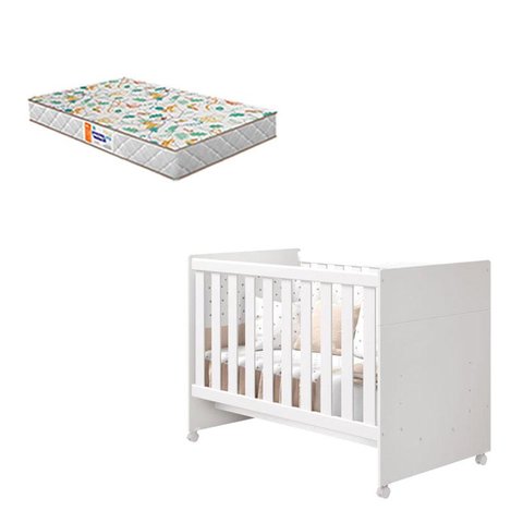 Berço Americano Katatau Flex Branco Brilho com Colchão Gazin – Reller