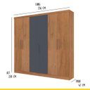 Ver imagem 4 de Guarda Roupa Casal 236 x 230 Cm 6 Portas 4 Gavetas Chicago MDP Canelato Grafite - ClickLar