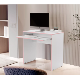 Escrivaninha Mesa Home Office 6067 Branco/Rosa - 1 Escrivaninha Mesa Home Office 6067 Branco/Rosa - 1