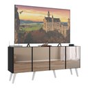 Ver imagem 1 de Rack Tv até 50 Polegadas 4 Portas Retrô com Espelhos Multimóveis Mp1082 Preto/branco