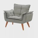 Ver imagem 4 de Kit 2 Poltronas Opalas com Puff Redondo Suede Cinza