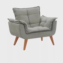 Ver imagem 3 de Kit 2 Poltronas Opalas com Puff Redondo Suede Cinza