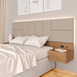 Cabeceira Suspensa Cama Casal com Led Malibu - M. Arapongas - 1