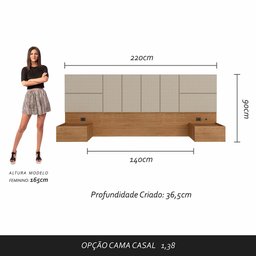 Cabeceira Suspensa Cama Casal com Led Malibu - M. Arapongas - 4