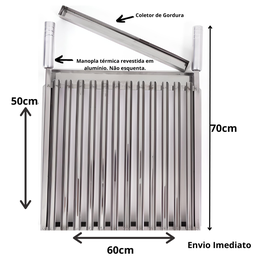 Grelha Churrasco Parrilla Argentina 60x50cm Inox - 2