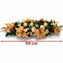 Ver imagem 6 de Arranjo Natalino de Parede Dourado Enfeite Bolas Flores 90cm