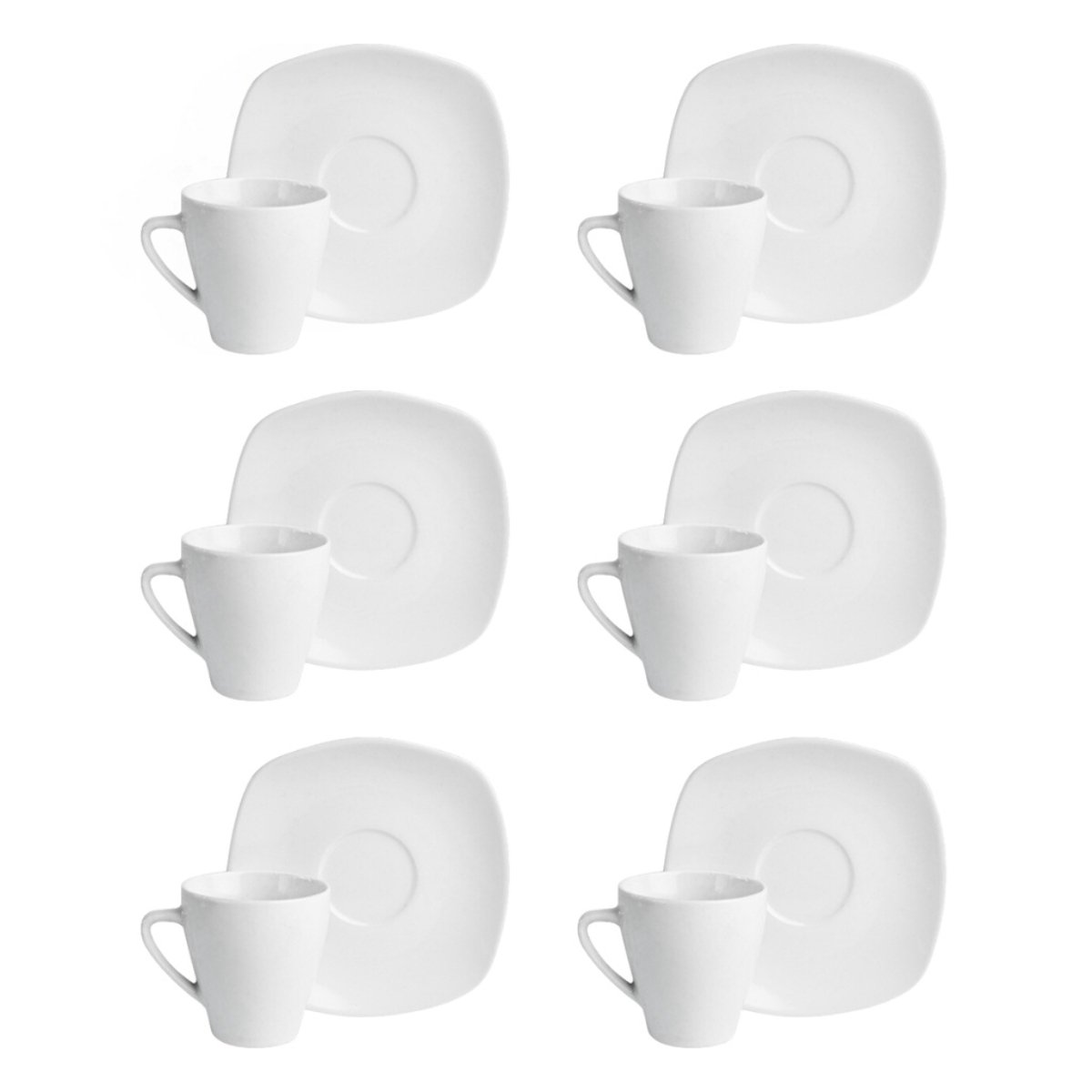 Conjunto 6 Xícaras de Café em Porcelana 150ml Jogo com Pires - 1
