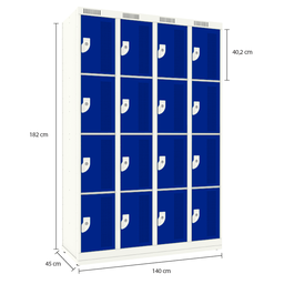 Armário de Aço com 16 Portas Guarda Volume Compatível com Capacete - Nk 4334 - 4