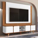 Ver imagem 2 de Rack Bancada com Painel Suspenso Roma 217cm Cedro/branco para Tv até 60” - Casa D