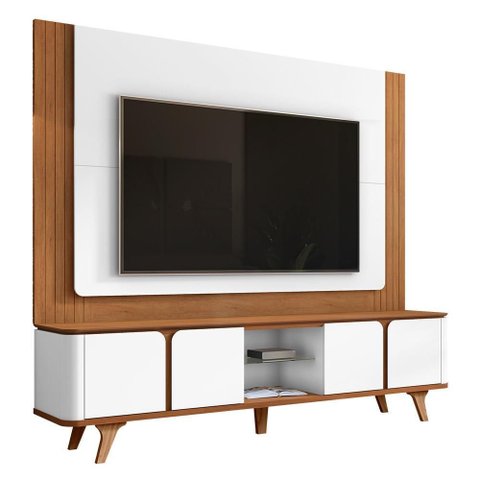 Rack Bancada com Painel Suspenso Roma 217cm Cedro/branco para Tv até 60” - Casa D