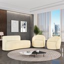 Ver imagem 1 de Kit Sofá 180cm 3 Lugares Orgânico 180cm Morgan e 2 Poltronas Lua Bouclê Bege D03 - D’Rossi