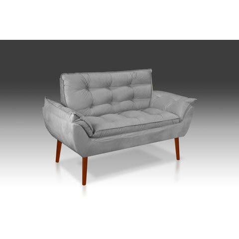 Namoradeira Decorativa Opala Suede Cinza Claro- Rv Decora