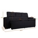 Ver imagem 2 de Sofá com Porta Copos Retrátil e Reclinável Siena 2,05m Velosuede - Netsofas - Preto