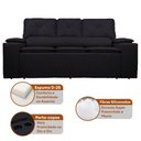 Ver imagem 3 de Sofá com Porta Copos Retrátil e Reclinável Siena 2,05m Velosuede - Netsofas - Preto