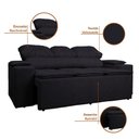 Ver imagem 5 de Sofá com Porta Copos Retrátil e Reclinável Siena 2,05m Velosuede - Netsofas - Preto