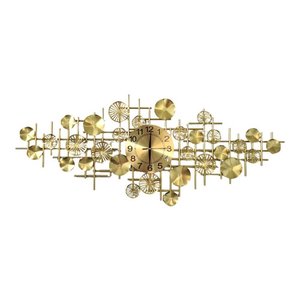 Relógio De Parede 3d Design Europeu Metal Folhas 120cm